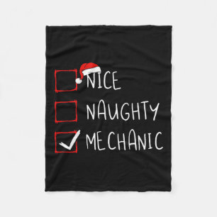 Nice Naughty Mechanic Christmas List Xmas Santa Cl Fleece Blanket