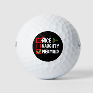 Nice Naughty Mermaid Christmas List Family Holiday Golf Balls