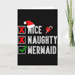 Nice Naughty Mermaid Merry Christmas Santa Claus X Card