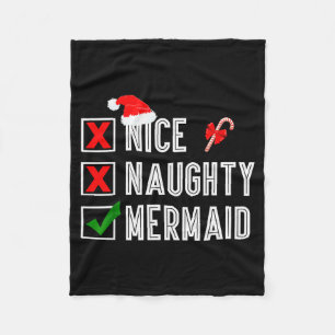 Nice Naughty Mermaid Merry Christmas Santa Claus X Fleece Blanket