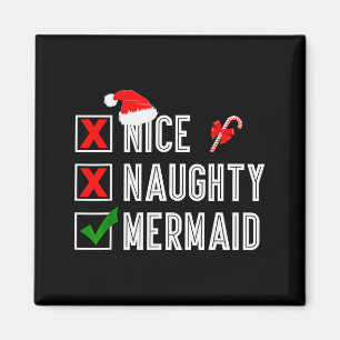 Nice Naughty Mermaid Merry Christmas Santa Claus X Magnet