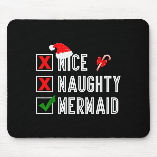 Nice Naughty Mermaid Merry Christmas Santa Claus X Mouse Mat (Front)
