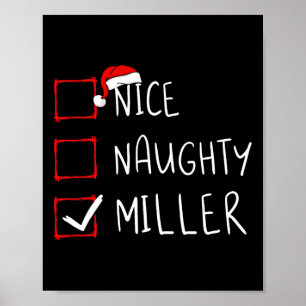 Nice Naughty Miller Christmas List Xmas Santa Clau Poster
