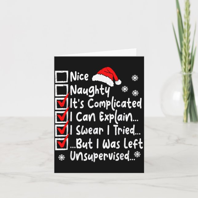 Nice Naughty Multi Checklist Funny Christmas List  Card (Front)