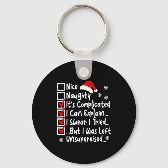 Nice Naughty Multi Checklist Funny Christmas List  Key Ring (Front)