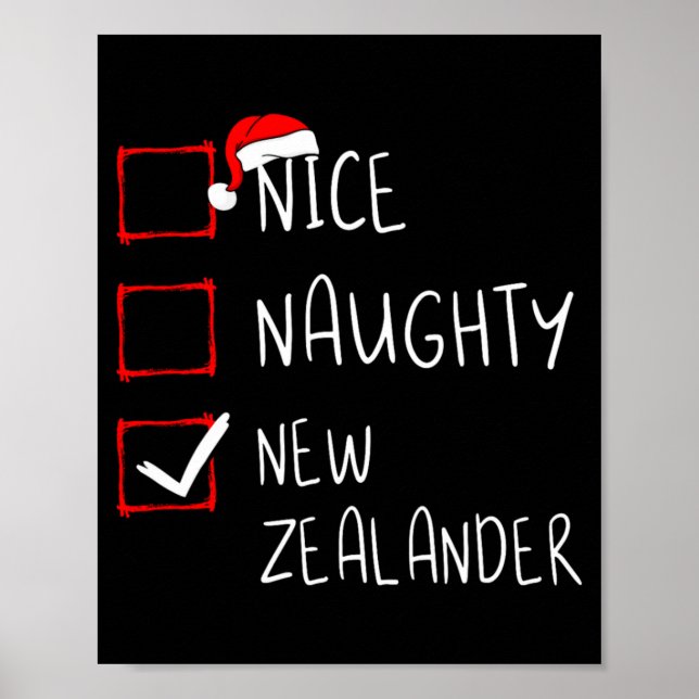 Nice Naughty New Zealander Christmas New Zealand H Poster (Front)