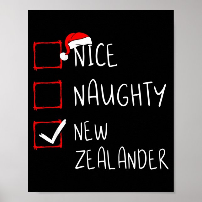 Nice Naughty New Zealander Christmas New Zealand H Poster (Front)