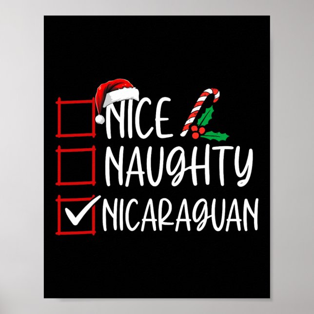 Nice Naughty Nicaraguan Christmas List Santa Claus Poster (Front)