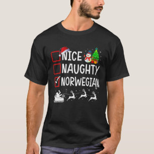 Nice Naughty Norwegian Christmas Pajama Funny X ma T-Shirt