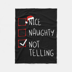 Nice Naughty Not Telling Christmas List Xmas Santa Fleece Blanket
