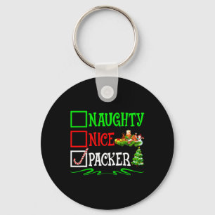 Nice Naughty Packer Santa Christmas List Key Ring