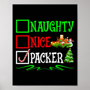 Nice Naughty Packer Santa Christmas List Poster