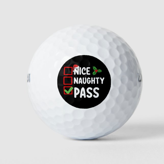 Nice Naughty Pass Christmas List Family Holiday Golf Balls (Front)