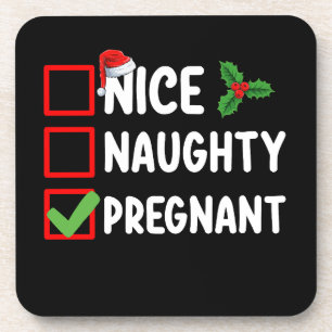 Nice Naughty Pregnant Christmas List Pregnancy Coaster