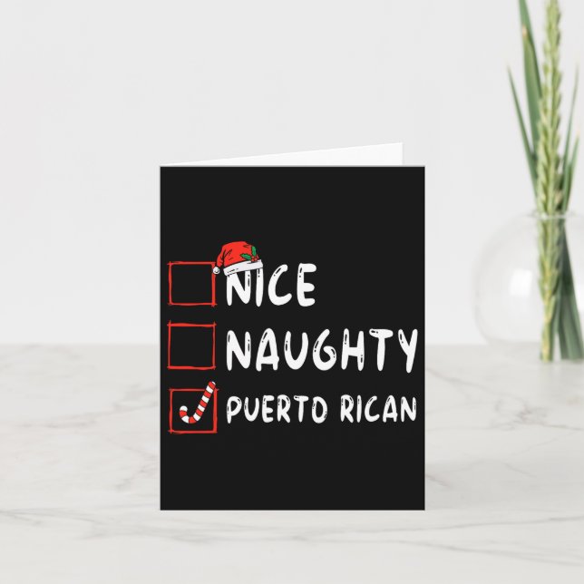 Nice Naughty Puerto Rican Christmas Puerto Rico He Card (Front)