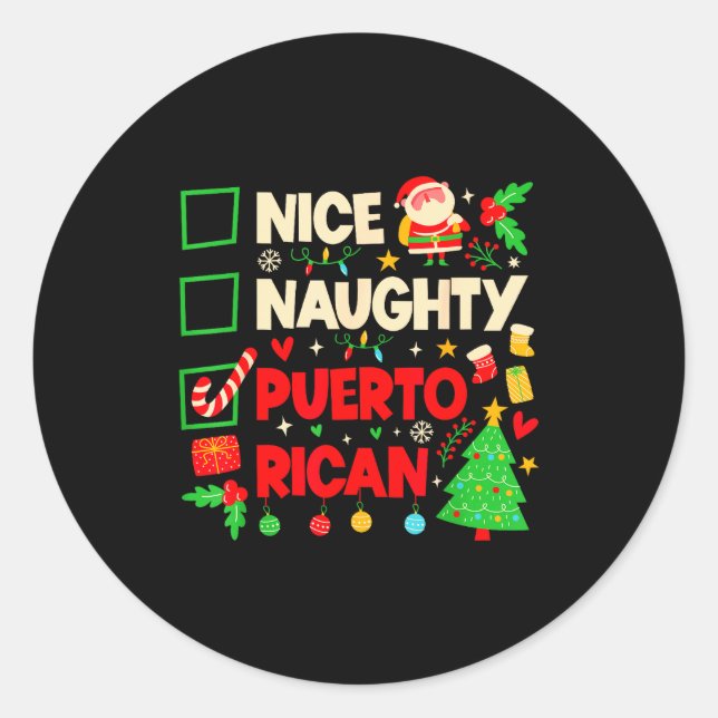 Nice Naughty Puerto Rican Puerto Rico Women Christ Classic Round Sticker (Front)