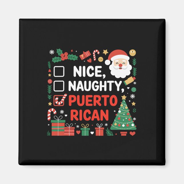 Nice Naughty Puerto Rican Santa Christmas  Magnet (Front)