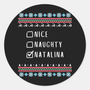 Nice Naughty Redhead Christmas List Santa Claus Na Classic Round Sticker