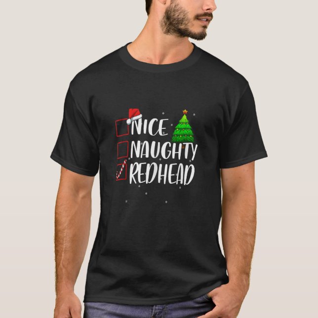 Nice Naughty Redhead Christmas Matching Top Tank T (Front)
