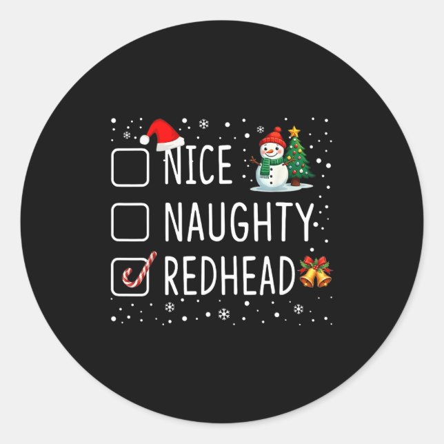 Nice Naughty Redhead  Classic Round Sticker (Front)