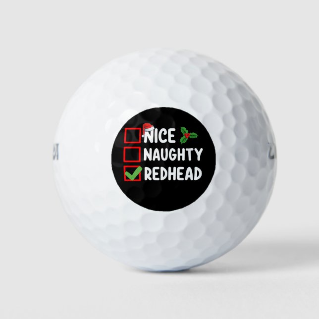 Nice Naughty Redhead Family Matching Christmas Lis Golf Balls (Front)
