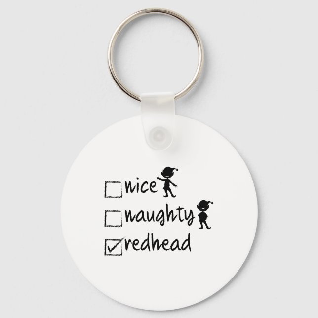 Nice Naughty Redhead - Xmas Gift Idea Funny Christ Key Ring (Front)