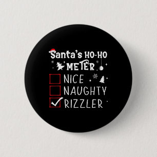 Nice Naughty Rizzler Christmas List Xmas Rizz Sant 6 Cm Round Badge
