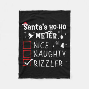 Nice Naughty Rizzler Christmas List Xmas Rizz Sant Fleece Blanket