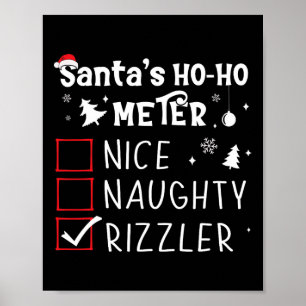 Nice Naughty Rizzler Christmas List Xmas Rizz Sant Poster