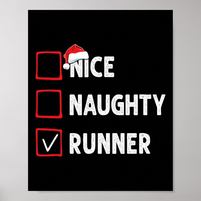 Nice Naughty Runner Running Womens Mens Funny Chri Poster (Front)