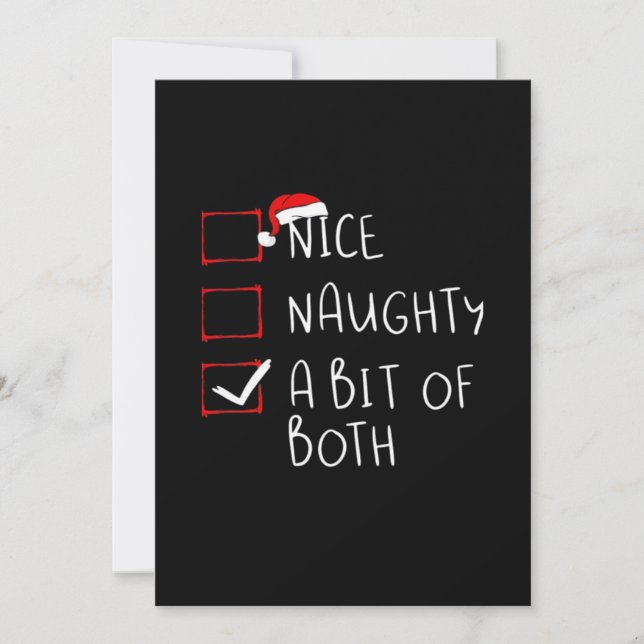 Nice Naughty Santa Hat Humor Vibe Holiday Card (Front)