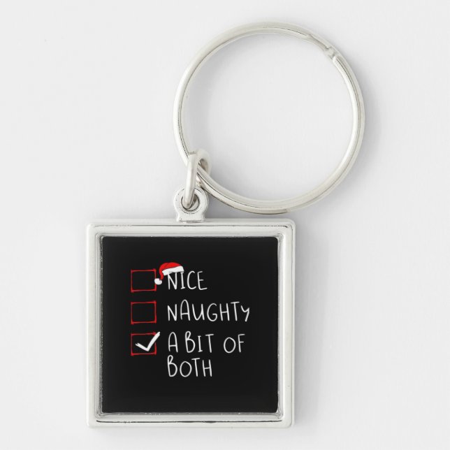 Nice Naughty Santa Hat Humor Vibe  Key Ring (Front)