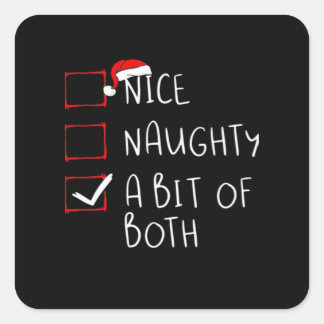 Nice Naughty Santa Hat Humor Vibe  Square Sticker
