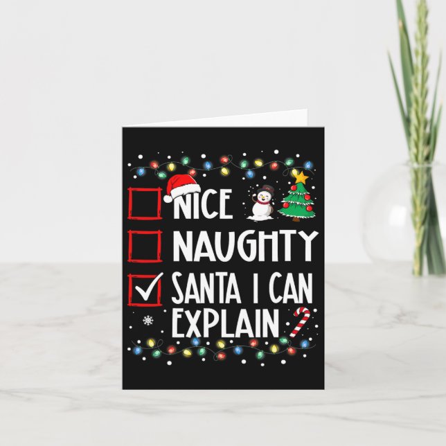 Nice Naughty Santa I Can Explain Christmas Family  Card (Front)