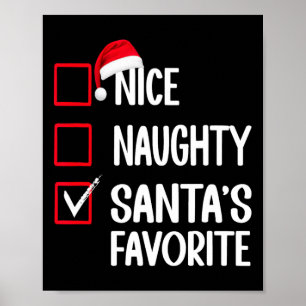 Nice Naughty Santa's Favourite Christmas List Sant Poster