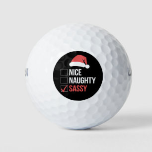 Nice Naughty Sassy Christmas List  Golf Balls