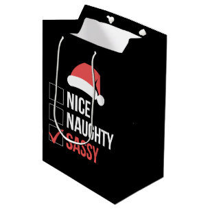 Nice Naughty Sassy Christmas List Medium Gift Bag