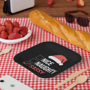 Nice Naughty Sassy Christmas List  Paper Plate