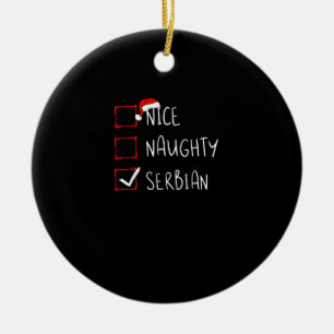 Nice Naughty Serbian Christmas Heritage Ceramic Tree Decoration