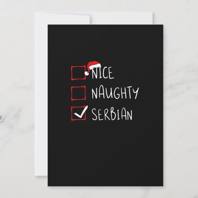 Nice Naughty Serbian Christmas Heritage  Holiday Card (Front)