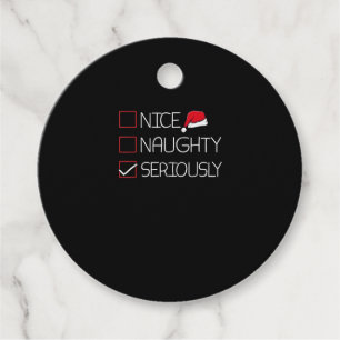 Nice Naughty Seriously Christmas Modern Style Favour Tags