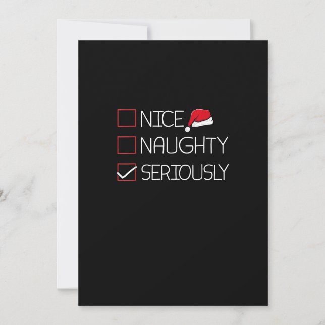 Nice Naughty Seriously Christmas Modern Style Holiday Card (Front)