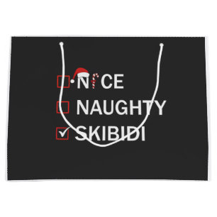 Nice Naughty Skibidi Funny Christmas Gen Alpha Large Gift Bag