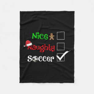 Nice Naughty Soccer Football Santa Christmas Pyjam Fleece Blanket