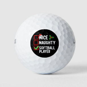 Nice Naughty Softball Player Christmas List Golf Balls