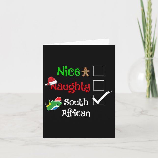 Nice Naughty South African South Africa Christmas  Card (Front)