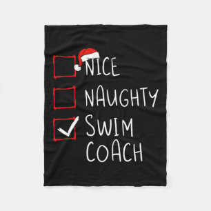 Nice Naughty Swim Coach Christmas List Xmas Santa  Fleece Blanket