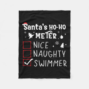Nice Naughty Swimmer Christmas List Swimming Funny Fleece Blanket