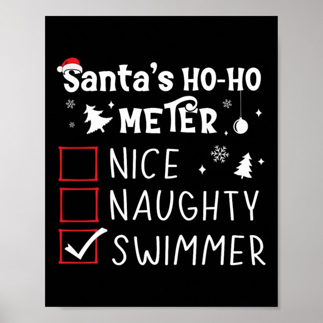 Nice Naughty Swimmer Christmas List Swimming Funny Poster (Front)