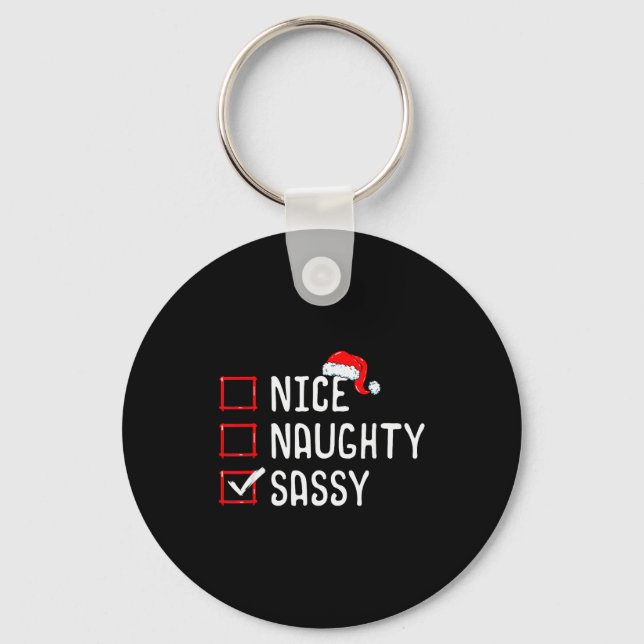 Nice Naughty Sy Christmas List  Key Ring (Front)